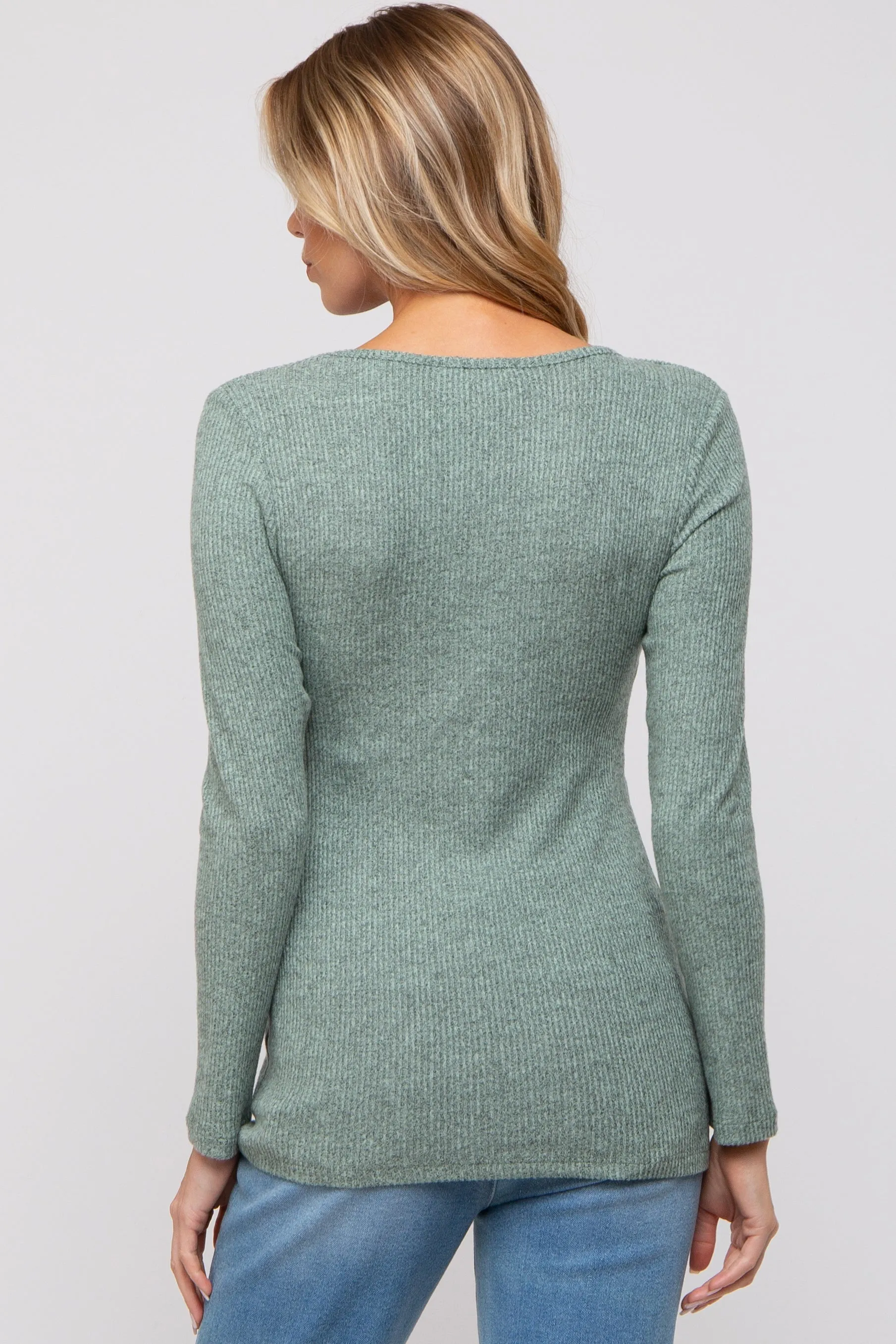 Mint Green Ribbed Crossover Maternity/Nursing Top sold by Pinkblush product image thumbnail 2