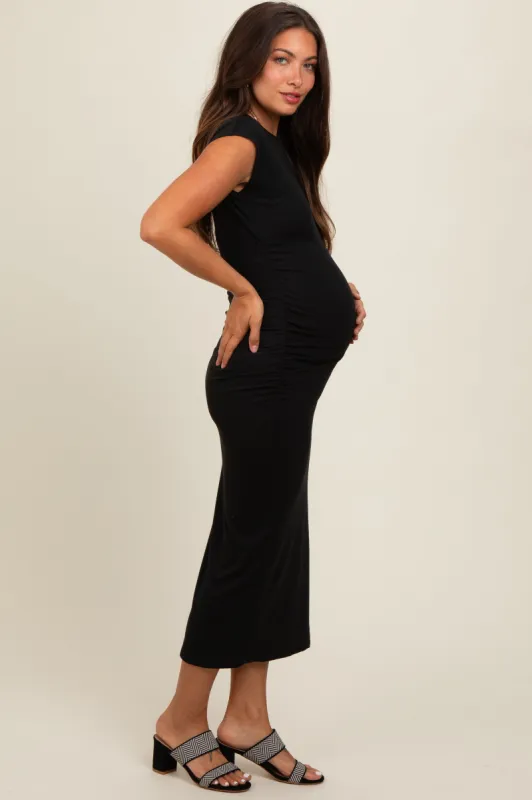 Olive Gingham Smocked Maternity Midi Dress sold by Pinkblush