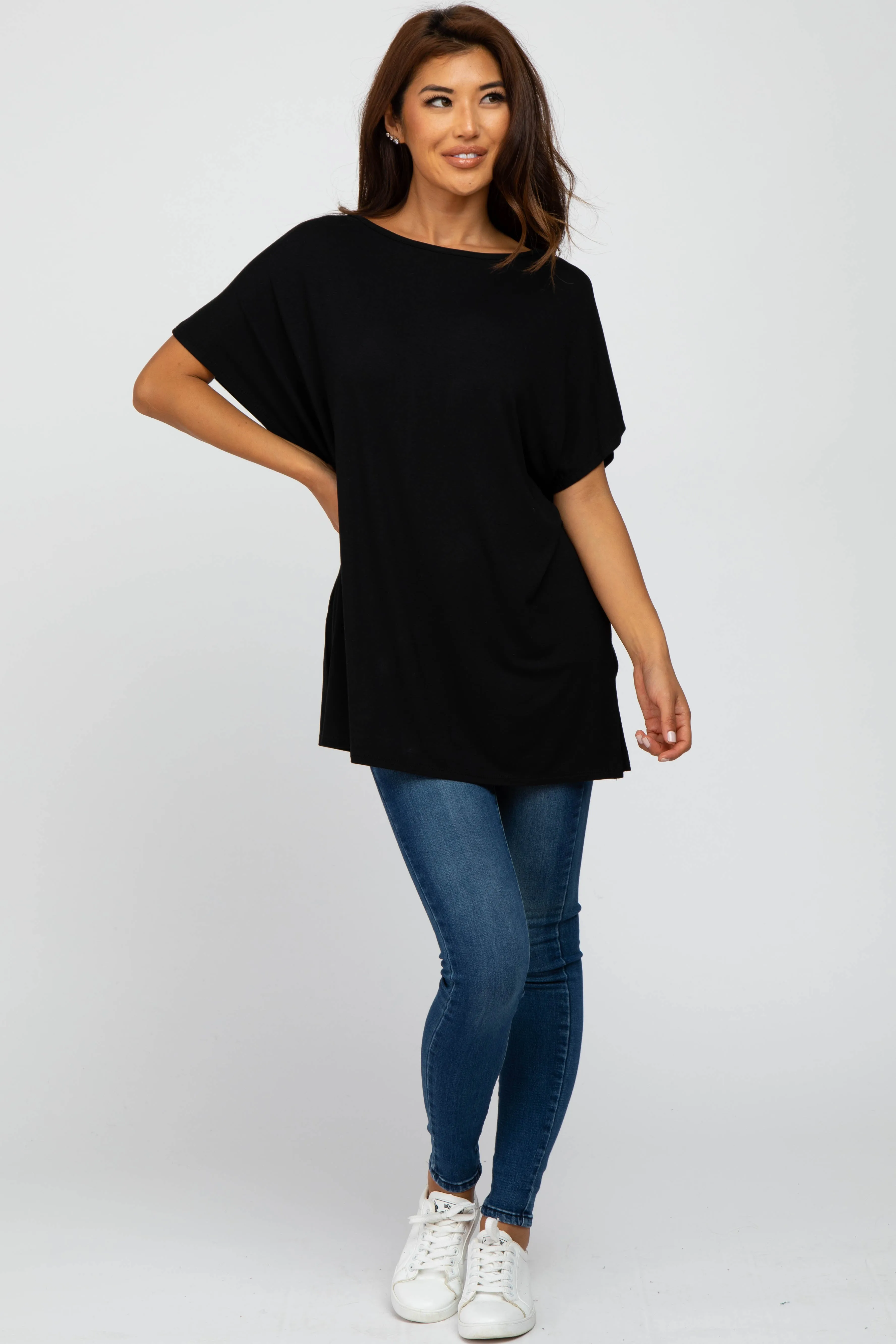 Black Short Sleeve Boatneck Top sold by Pinkblush product image thumbnail 4