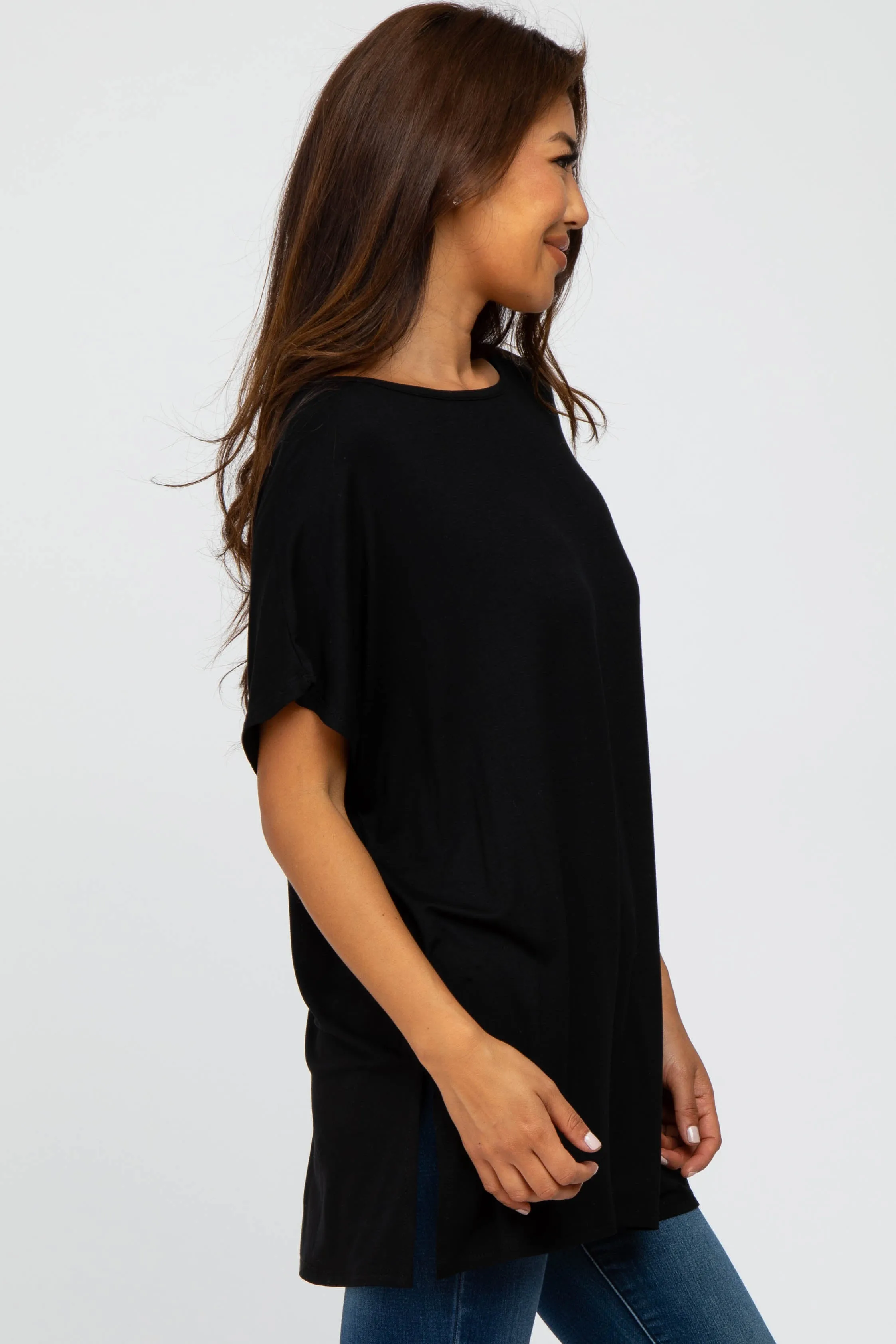 Black Short Sleeve Boatneck Top sold by Pinkblush product image thumbnail 2