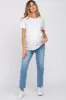 White Oversized Short Sleeve Maternity Top sold by Pinkblush