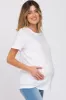 White Oversized Short Sleeve Maternity Top sold by Pinkblush