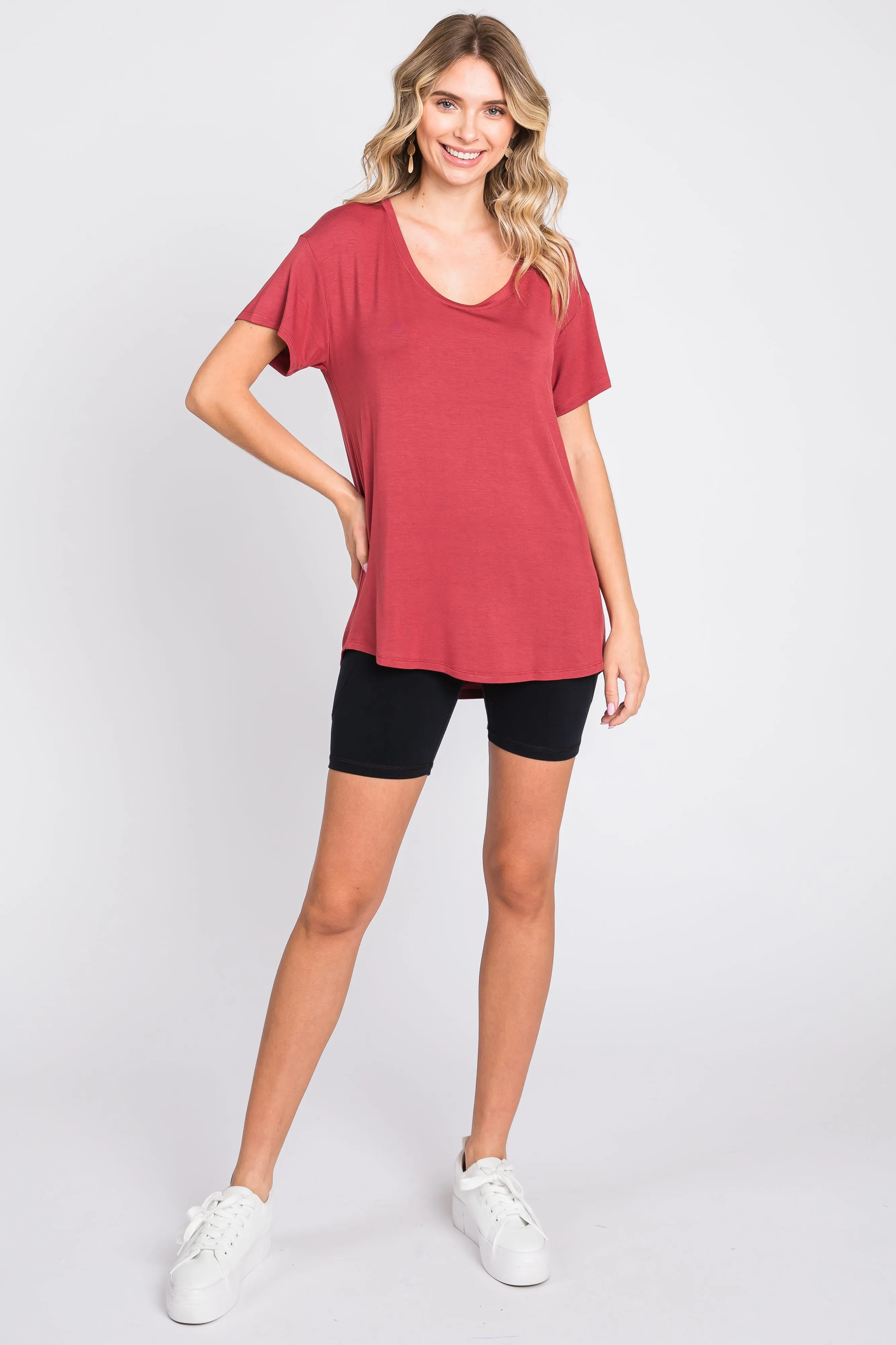 Rust Scoop Neck Basic Tee sold by Pinkblush product image thumbnail 4
