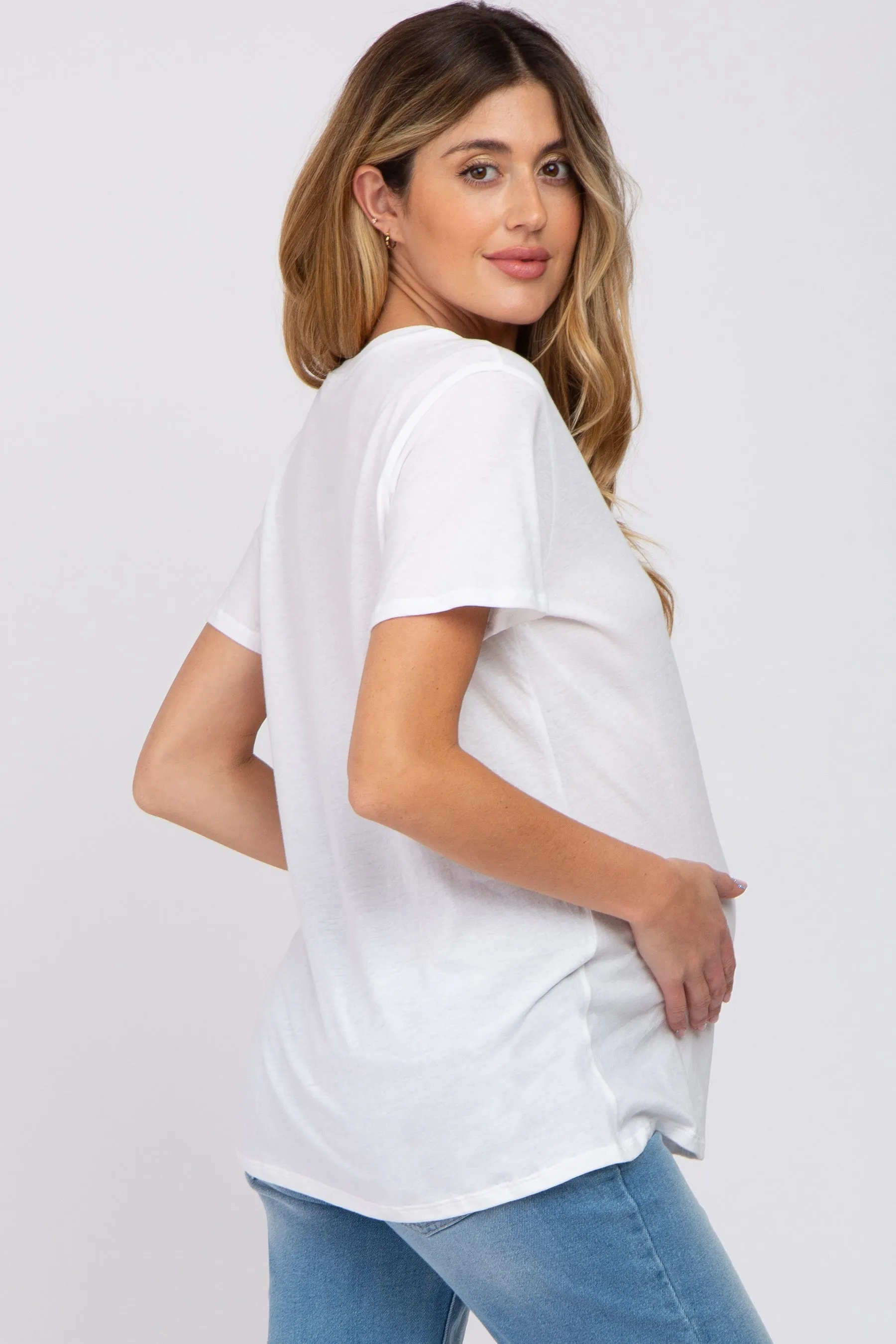 White Oversized Short Sleeve Maternity Top sold by Pinkblush product image thumbnail 3