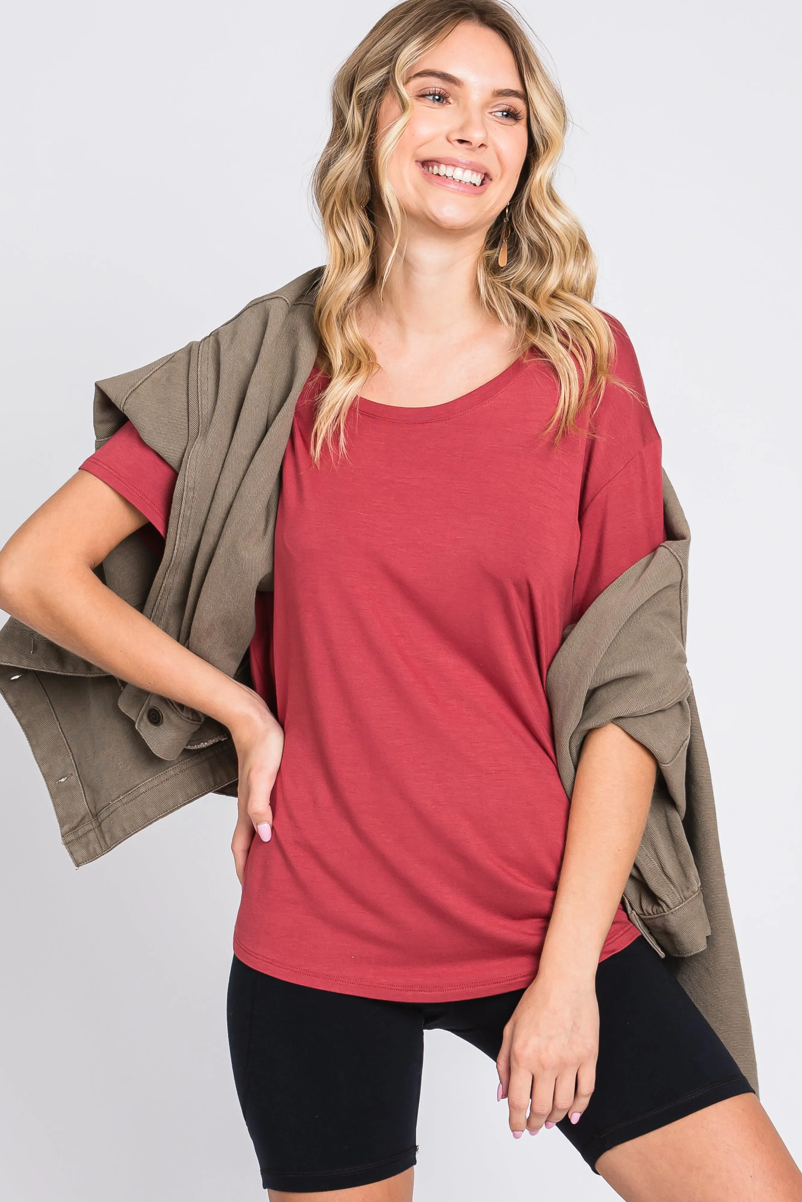 Rust Scoop Neck Basic Tee sold by Pinkblush product image thumbnail 5