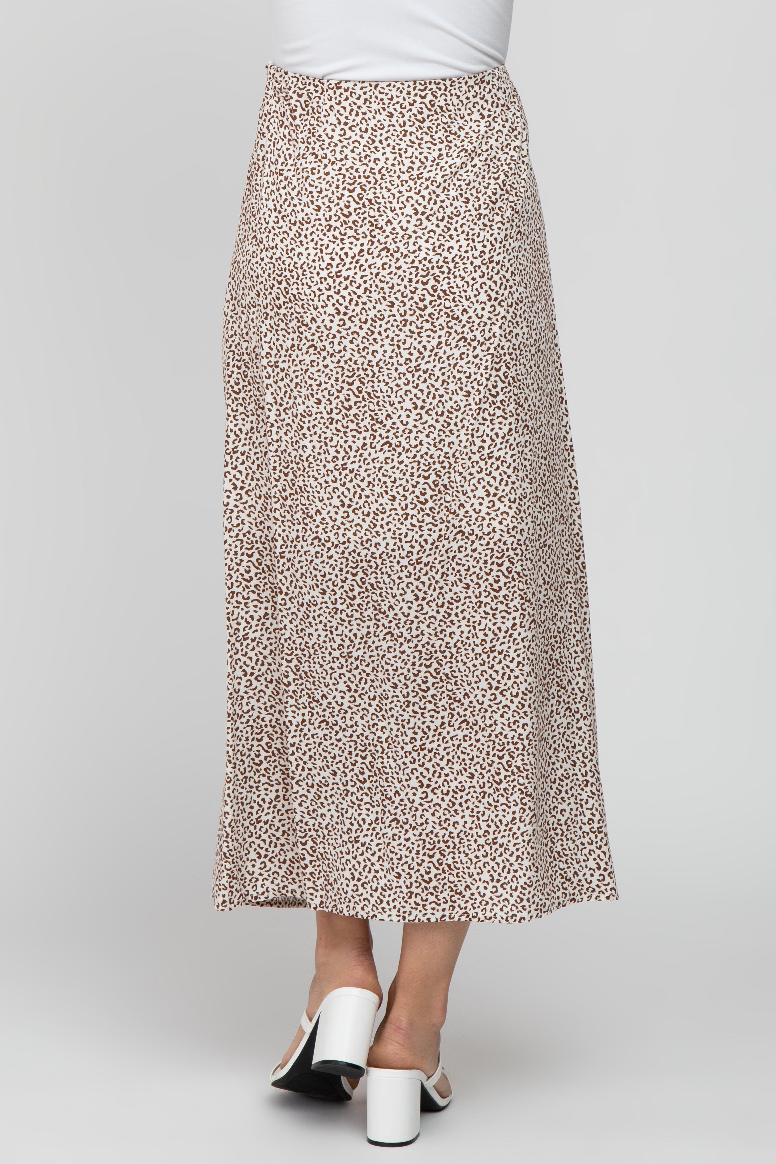 White Leopard Print Side Button Maxi Skirt sold by Pinkblush product image thumbnail 4