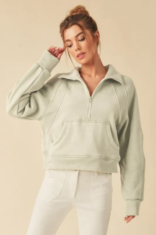 Bone Funnel Neck Half Zip sold by Pinkblush