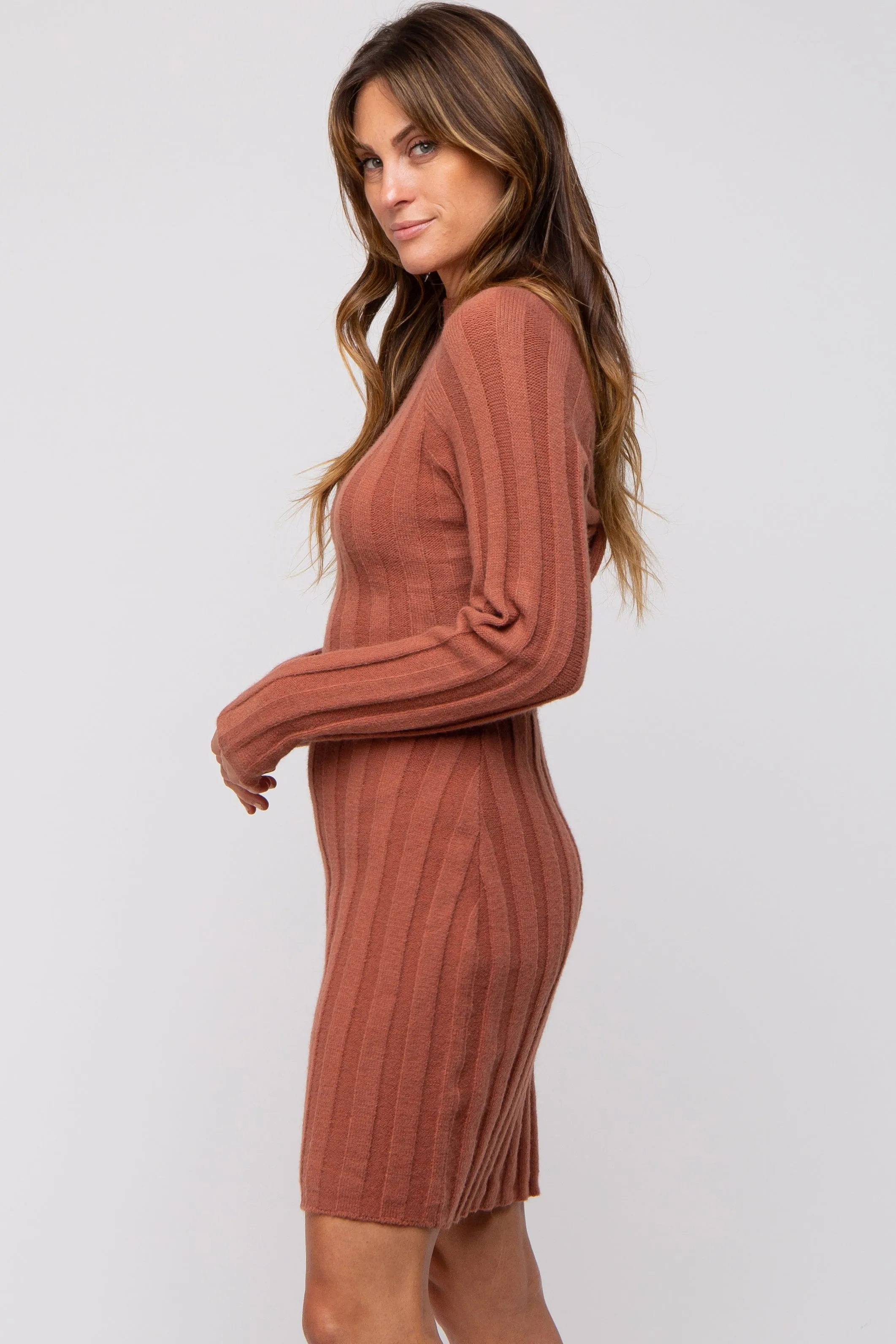 Rust Knit Cutout Back Sweater Dress sold by Pinkblush product image thumbnail 2