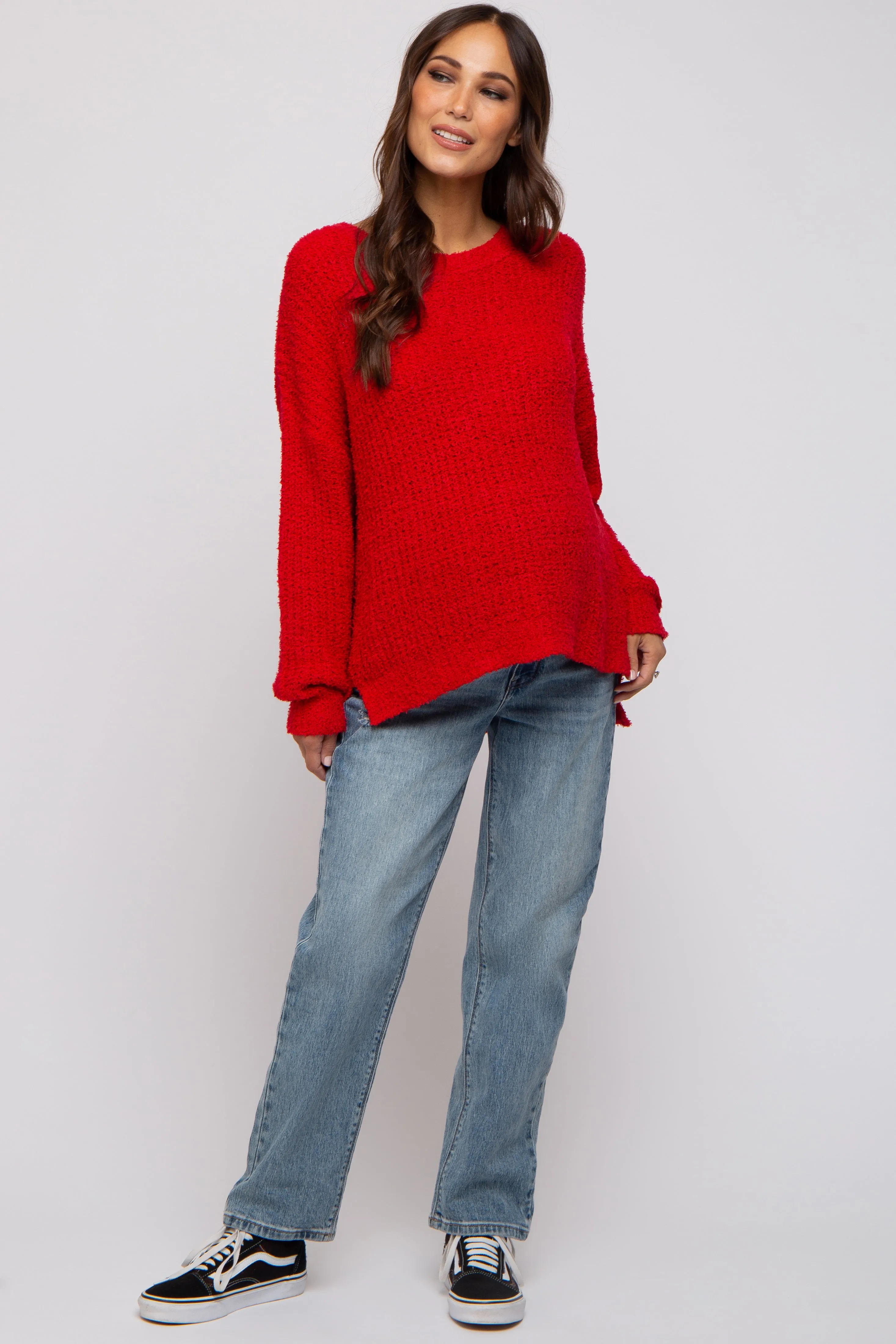Red Dropped Shoulder Maternity Sweater sold by Pinkblush product image thumbnail 4
