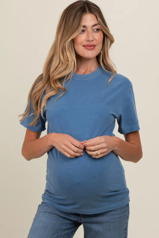 Blue Basic Maternity T-Shirt sold by Pinkblush