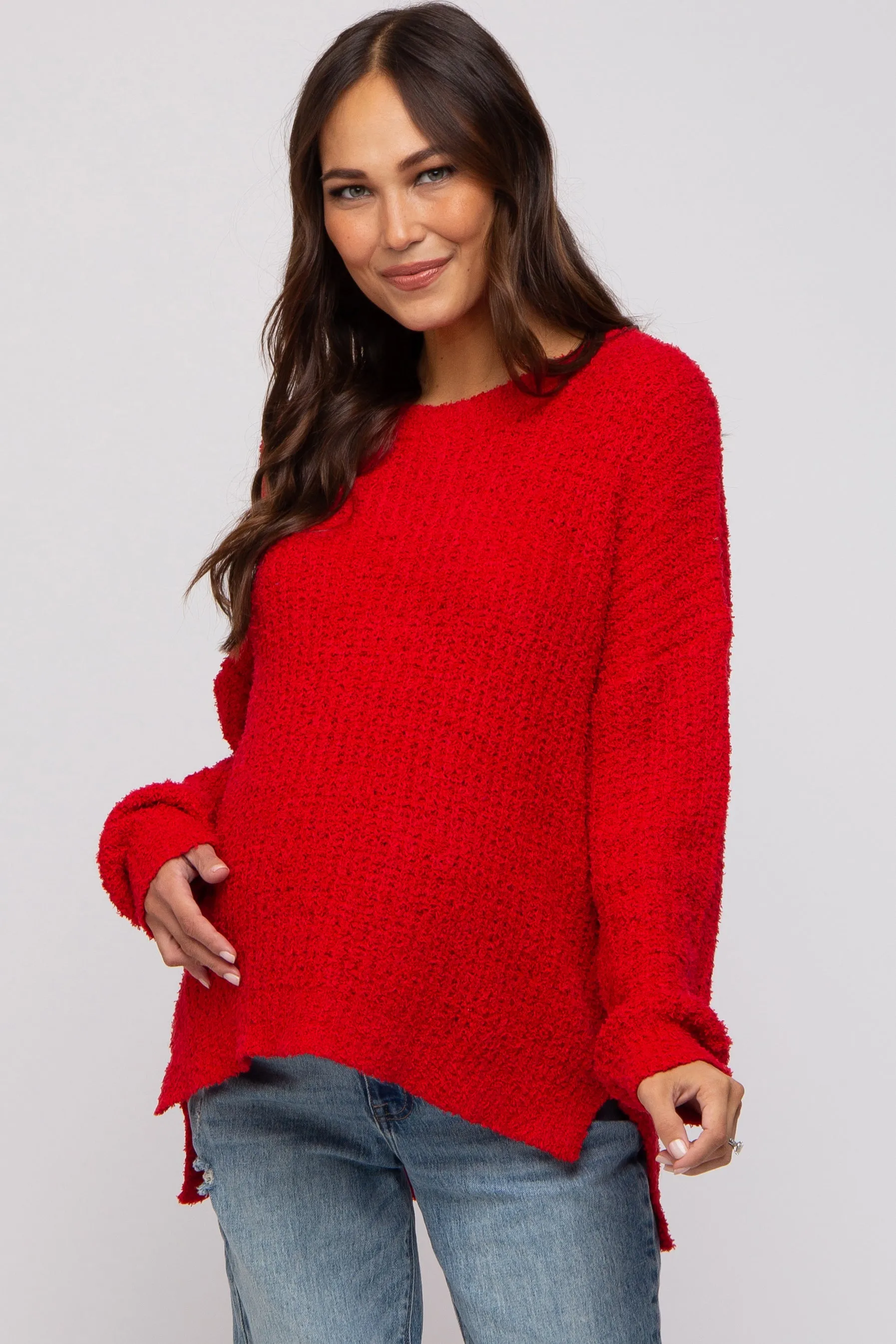 Red Dropped Shoulder Maternity Sweater sold by Pinkblush product image thumbnail 2