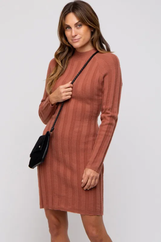 Rust Knit Cutout Back Sweater Dress sold by Pinkblush