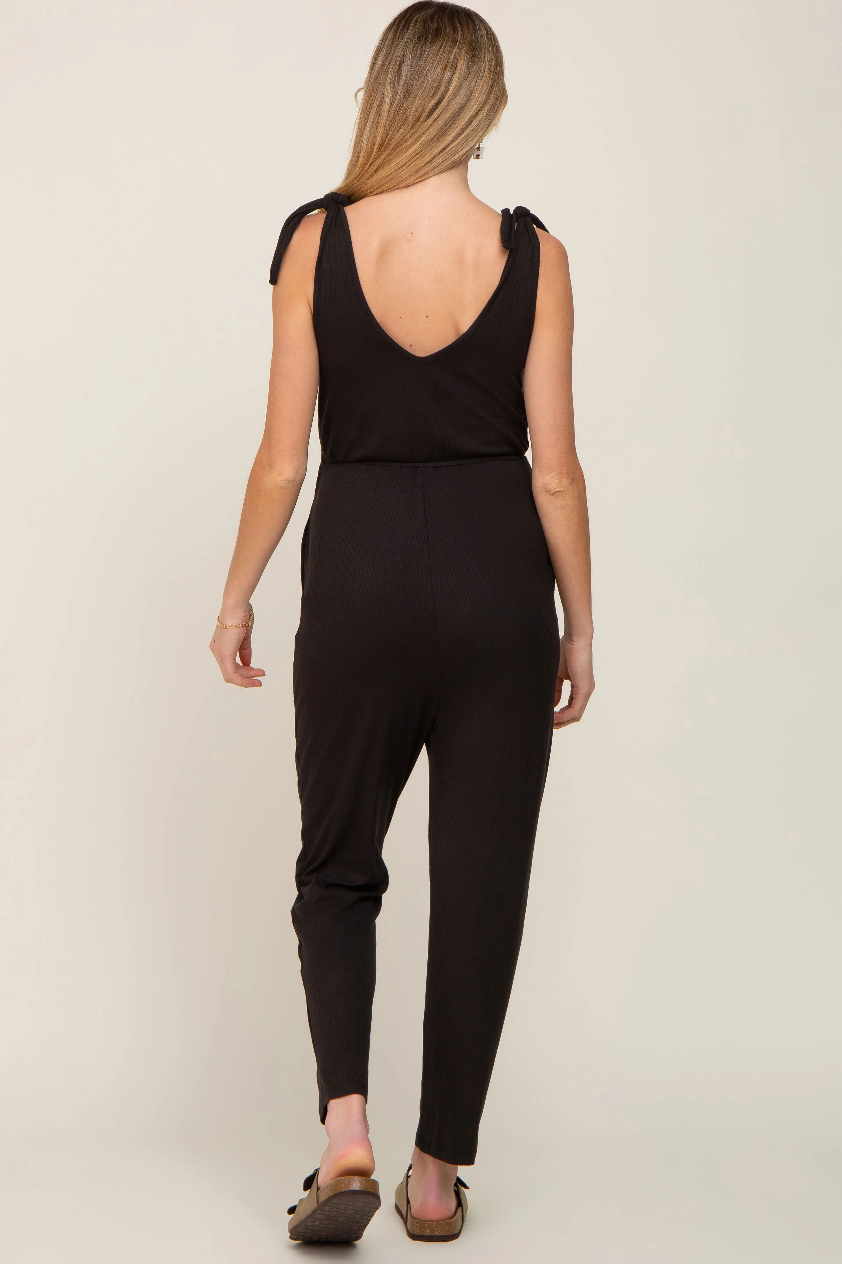 Black Tie Strap Maternity Jumpsuit sold by Pinkblush product image thumbnail 3