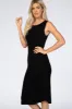Black Ribbed Sleeveless Midi Dress sold by Pinkblush