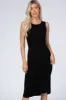 Black Ribbed Sleeveless Midi Dress sold by Pinkblush