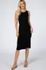 Black Ribbed Sleeveless Midi Dress sold by Pinkblush
