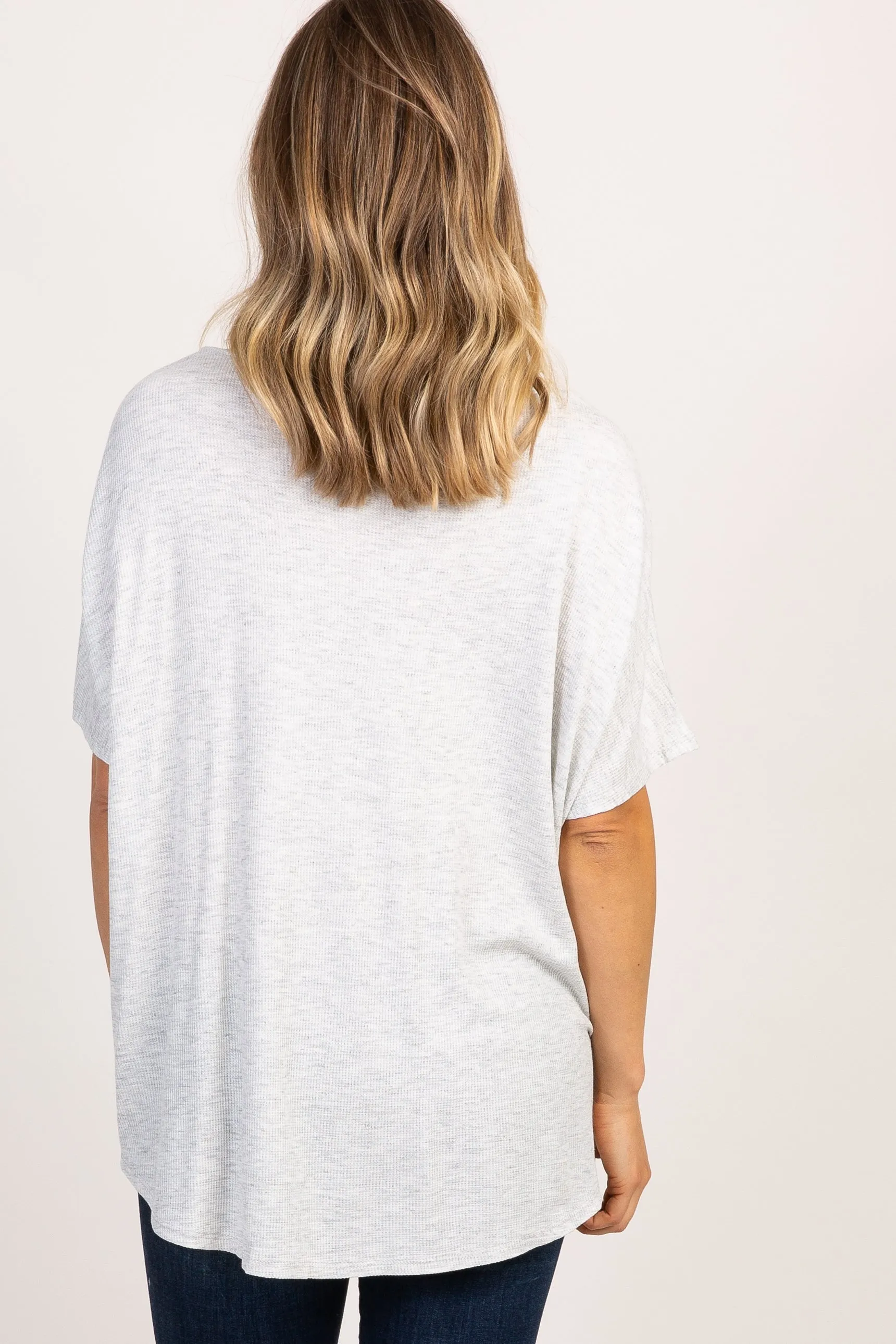Heather Grey Button Front Knot Dolman Top sold by Pinkblush product image thumbnail 3