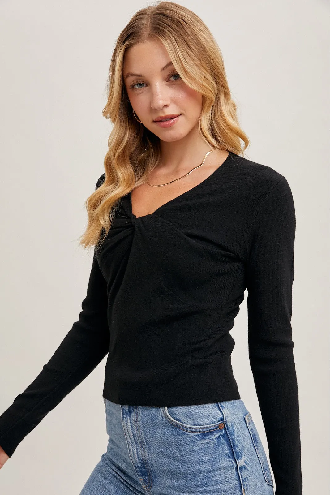 Black Twist Front Knit Top sold by Pinkblush product image thumbnail 3