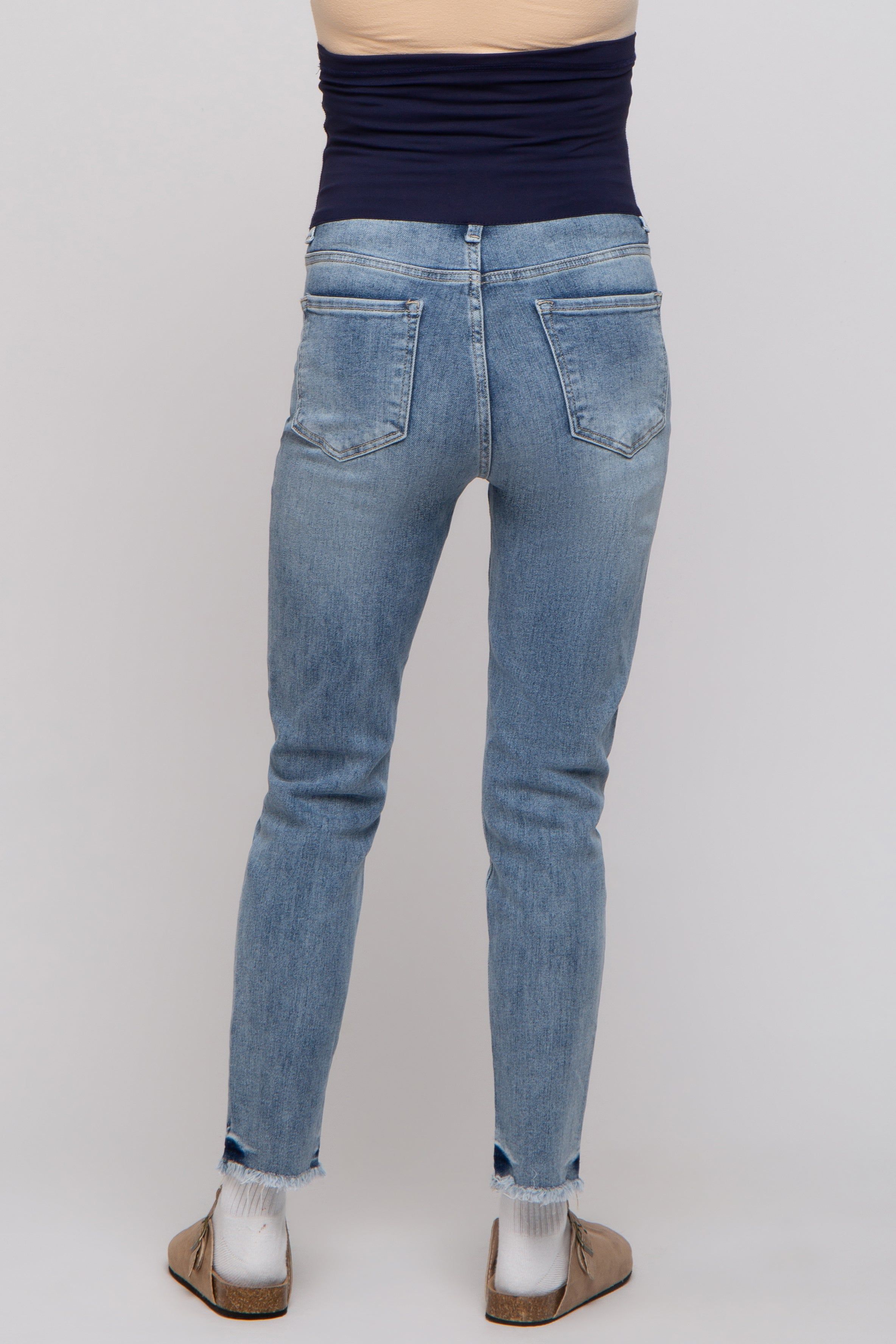 Blue Fringed Hem Maternity Skinny Jeans sold by Pinkblush product image thumbnail 4