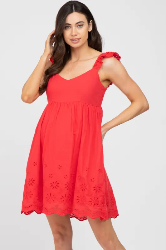 Red Eyelet Lace Maternity Dress sold by Pinkblush