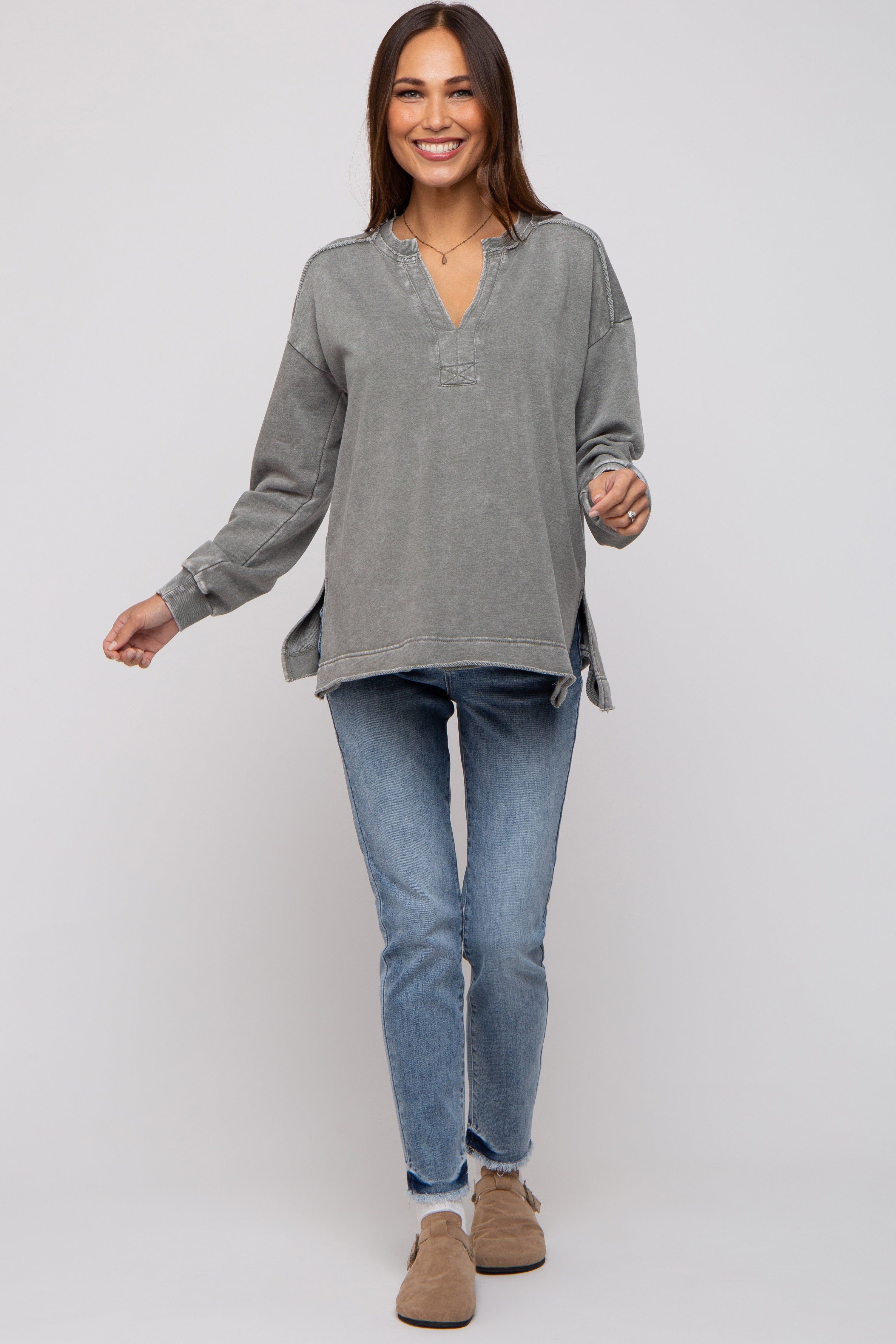 Blue Fringed Hem Maternity Skinny Jeans sold by Pinkblush product image thumbnail 5