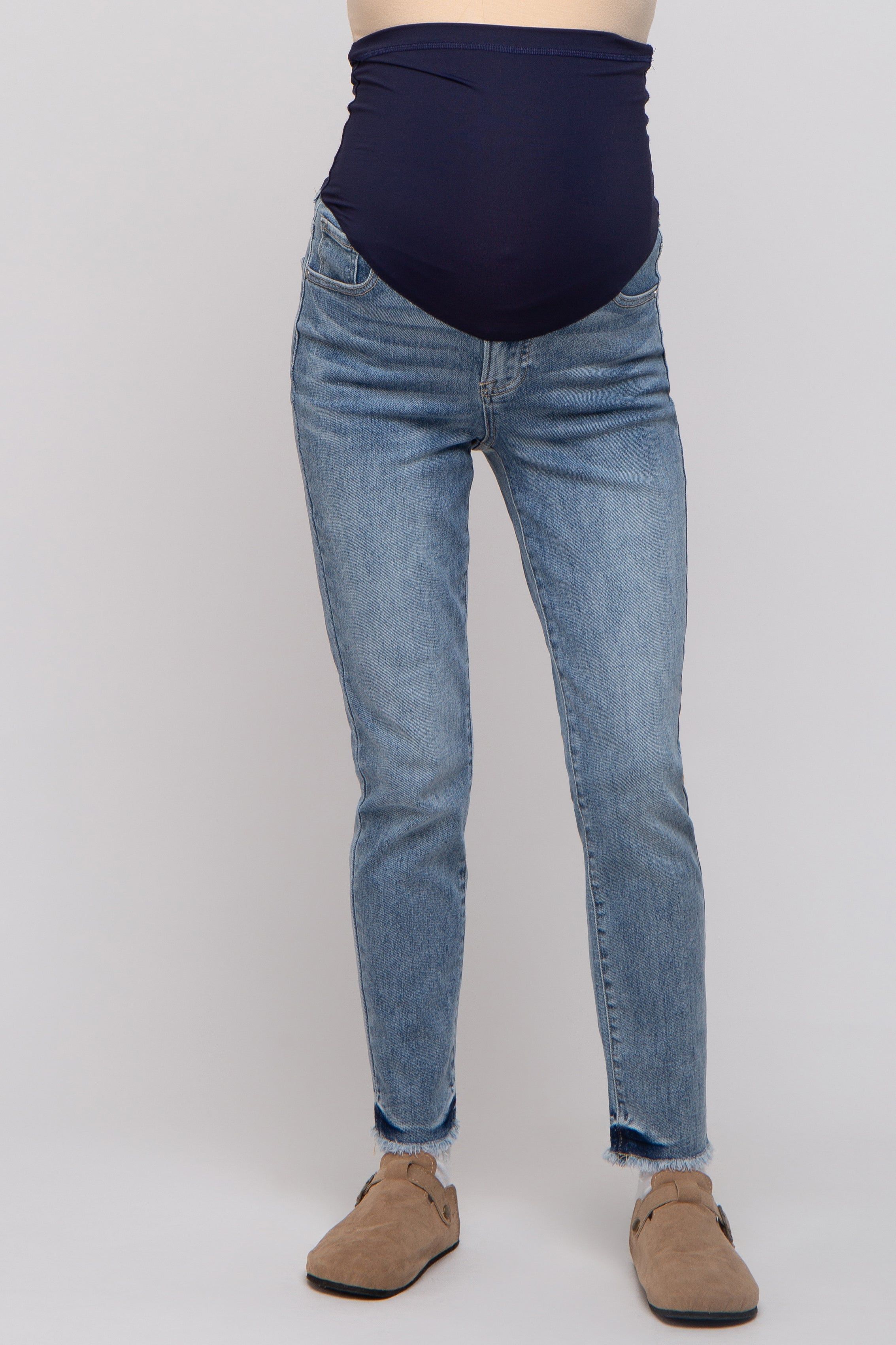 Blue Fringed Hem Maternity Skinny Jeans sold by Pinkblush product image thumbnail 2