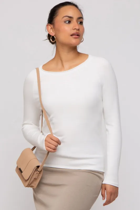 Ivory Basic Raglan Sleeve Sweater Top sold by Pinkblush