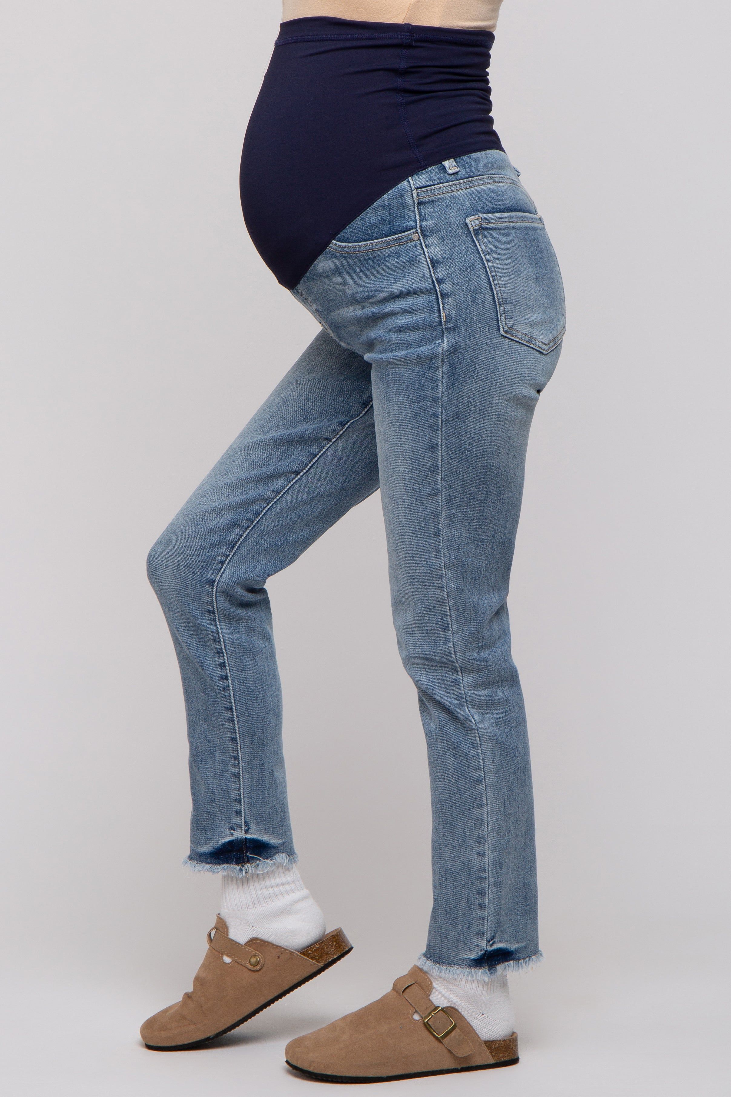 Blue Fringed Hem Maternity Skinny Jeans sold by Pinkblush product image thumbnail 3