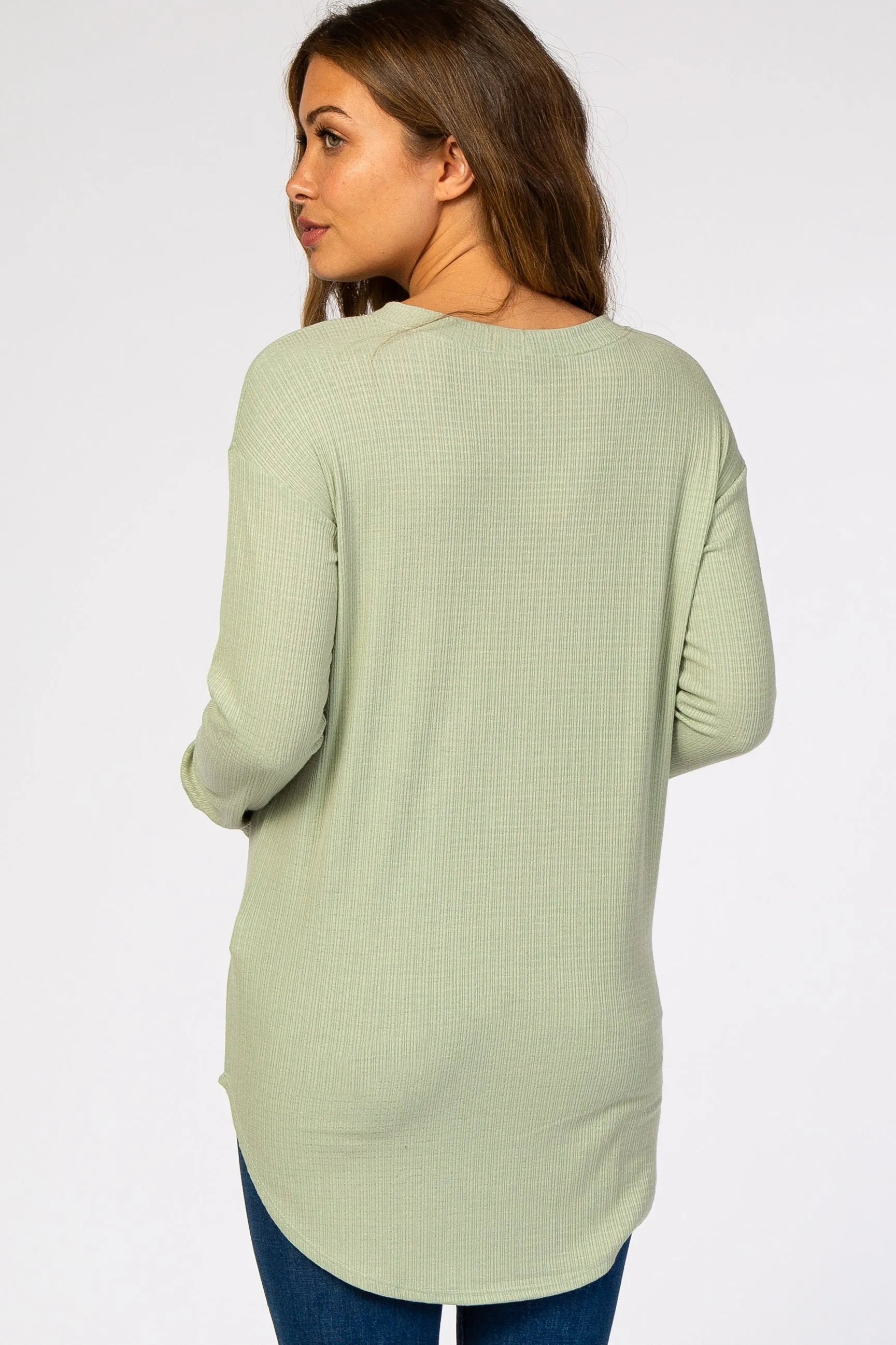 Green Long Sleeve Ribbed Maternity Top sold by Pinkblush product image thumbnail 3