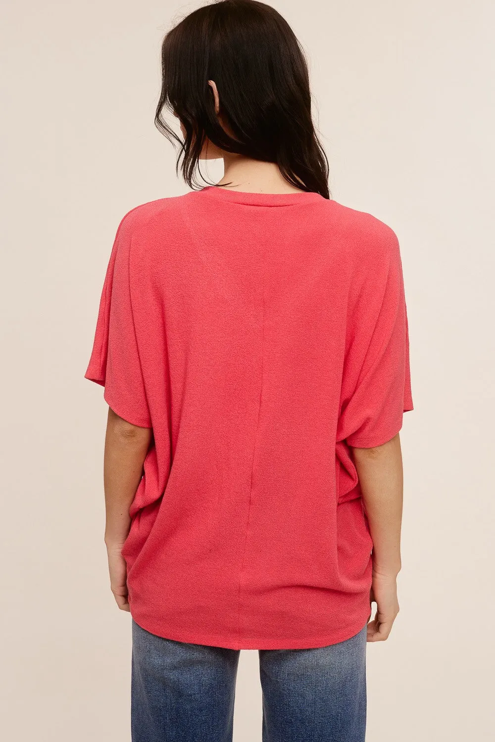 Coral V-Neck Crepe Knit Top sold by Pinkblush product image thumbnail 3