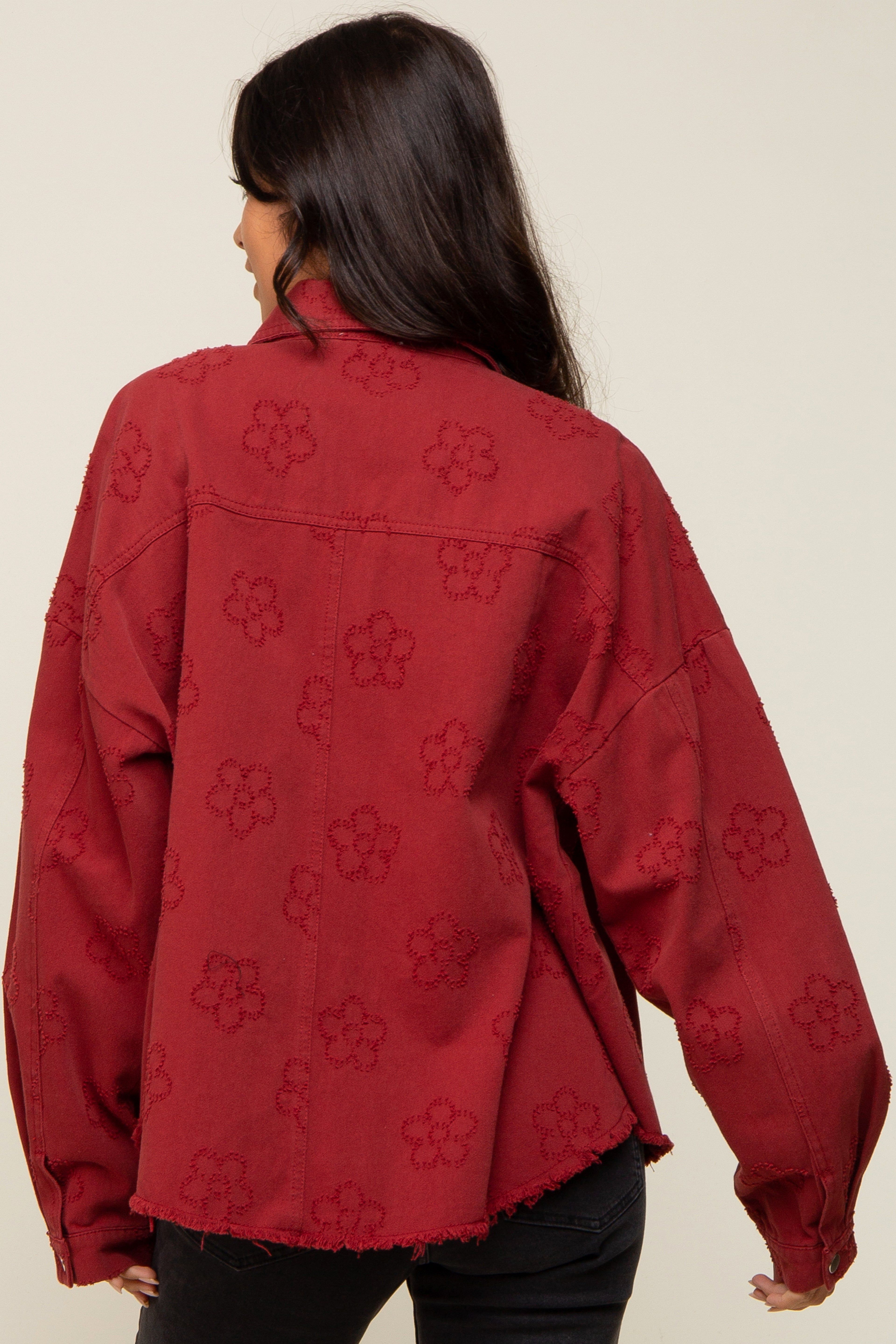 Rust Floral Embroidered Shirt Jacket sold by Pinkblush product image thumbnail 3