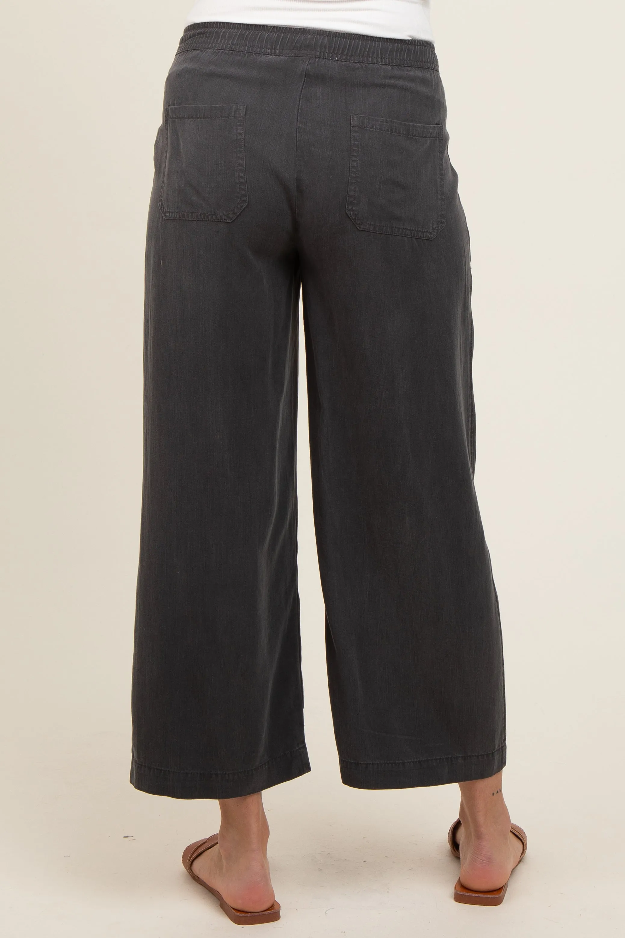 Charcoal Front Tie Cropped Maternity Pants sold by Pinkblush product image thumbnail 5