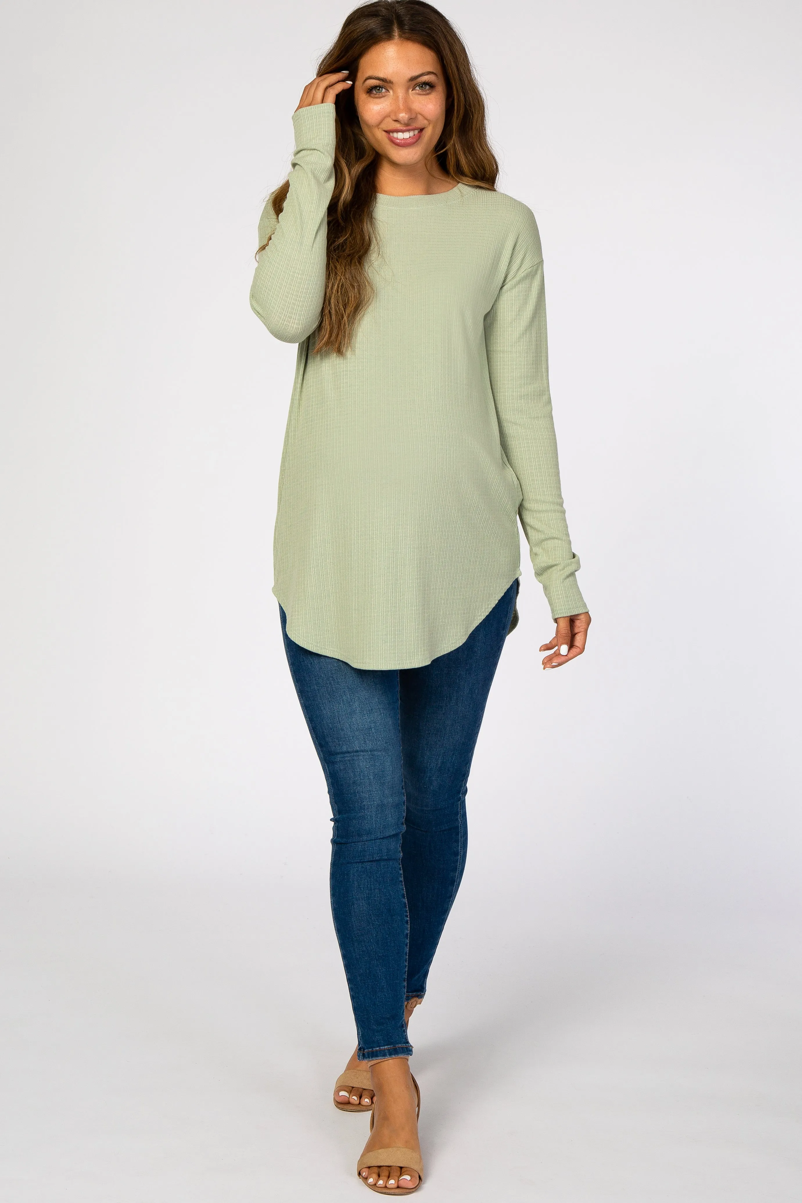 Green Long Sleeve Ribbed Maternity Top sold by Pinkblush product image thumbnail 4