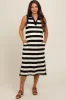 Black Striped Polo Maternity Midi Dress sold by Pinkblush