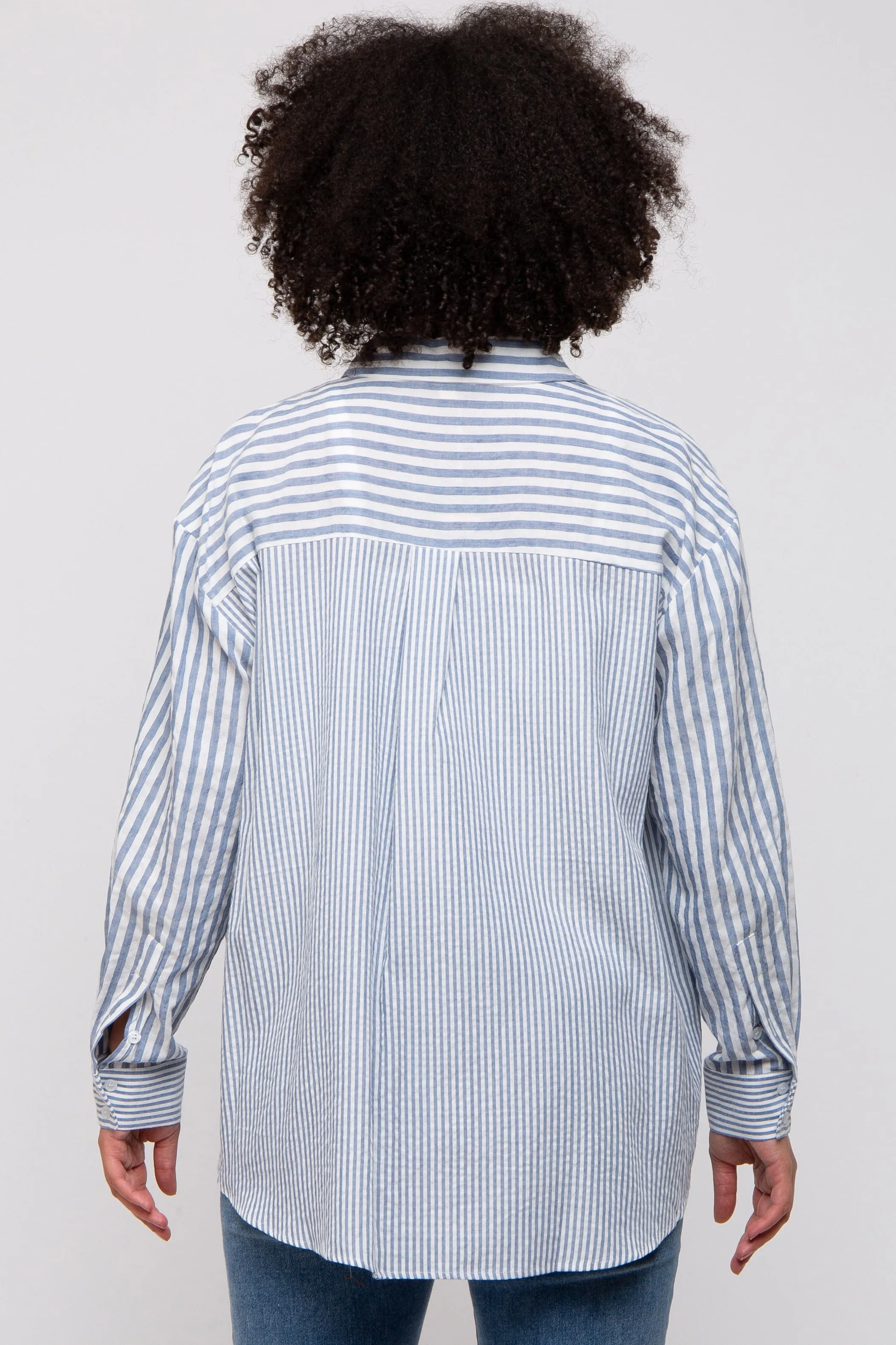 Blue Striped Button Up Long Sleeve Top sold by Pinkblush product image thumbnail 3