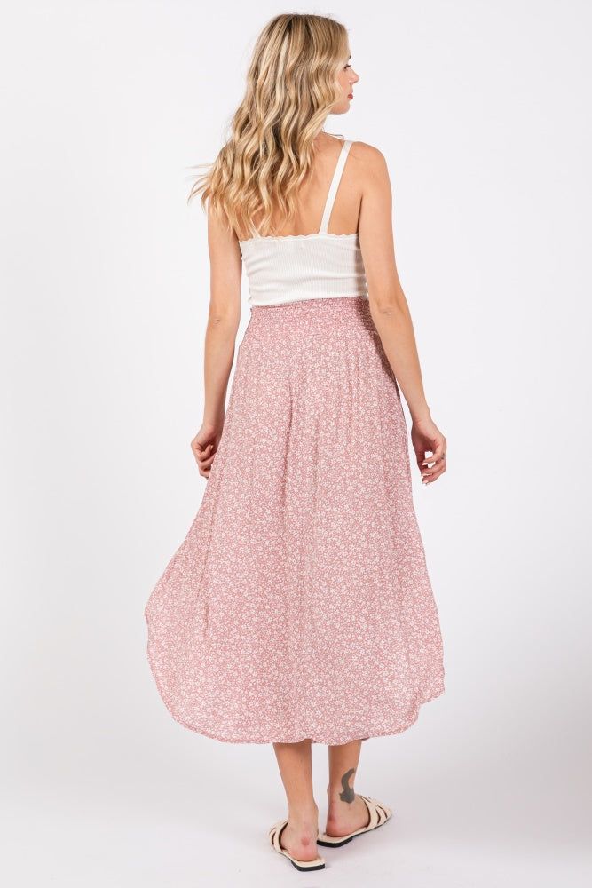Mauve Floral Smocked Waist Skirt sold by Pinkblush product image thumbnail 3