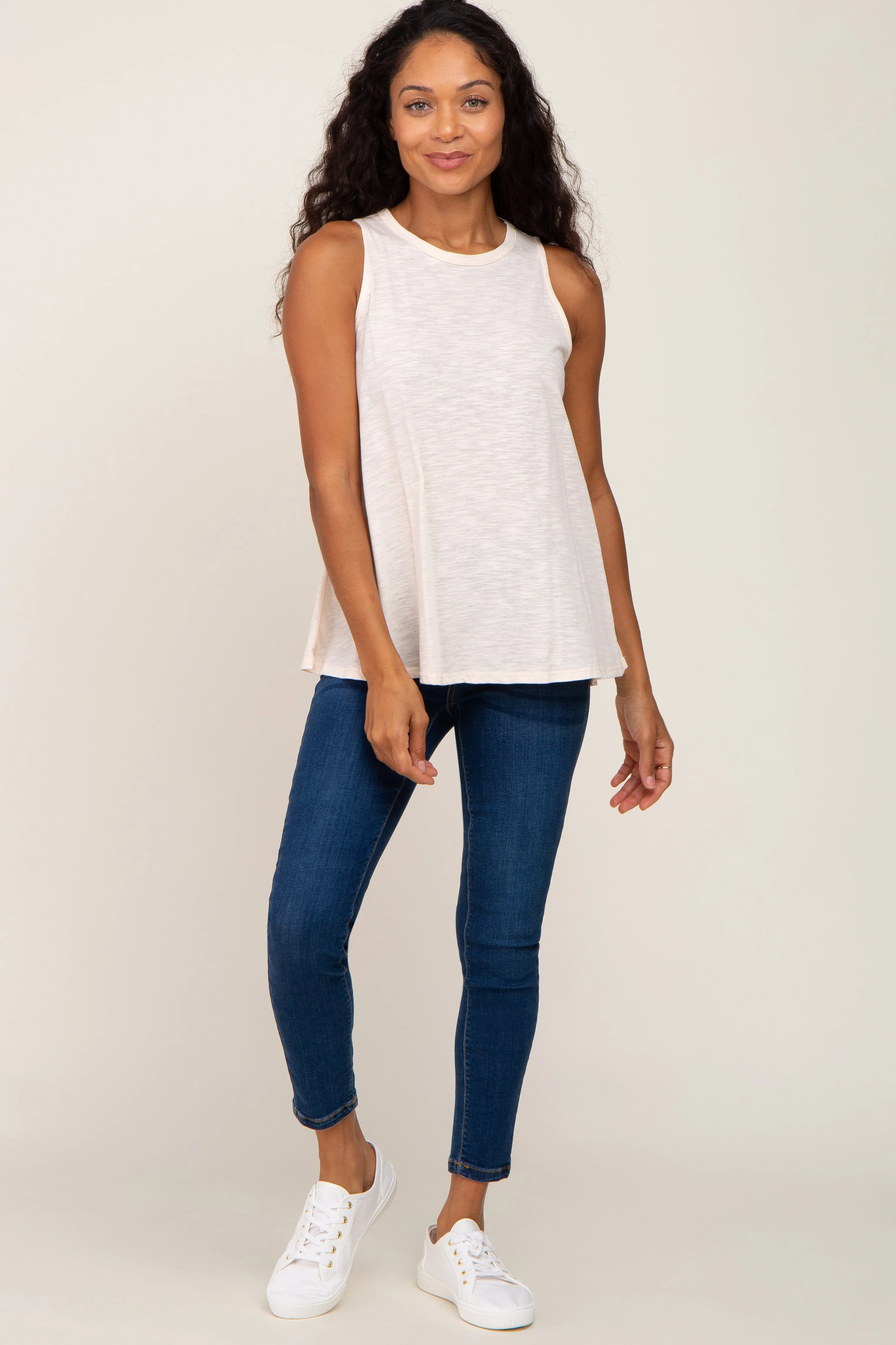 Cream Heathered Tank Top sold by Pinkblush product image thumbnail 4