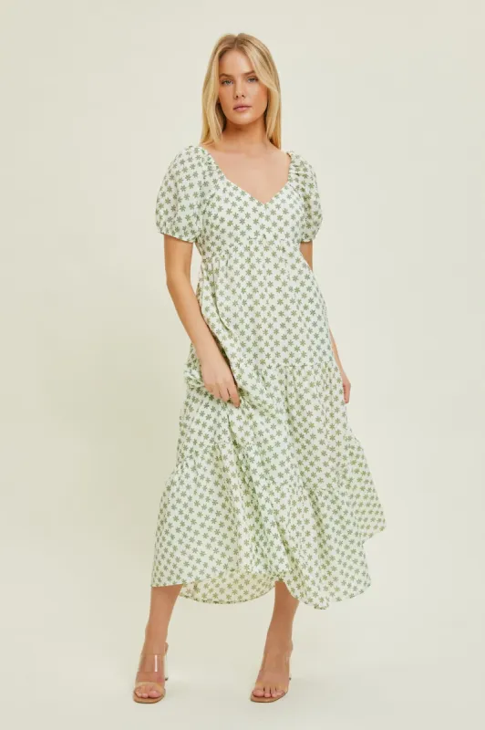 Green Floral Tiered Maxi Dress sold by Pinkblush