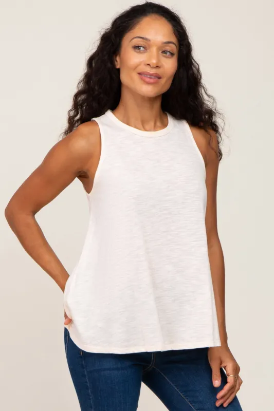 Cream Heathered Tank Top sold by Pinkblush