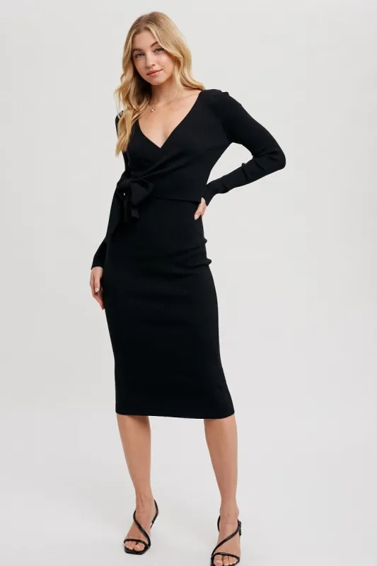Black Long Sleeve Fitted Dress sold by Pinkblush