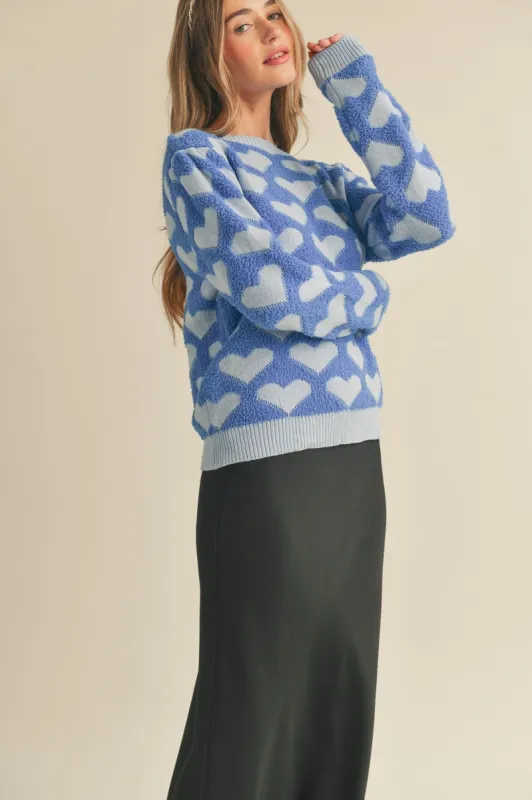 Blue Cropped Textured Knit Sweater sold by Pinkblush