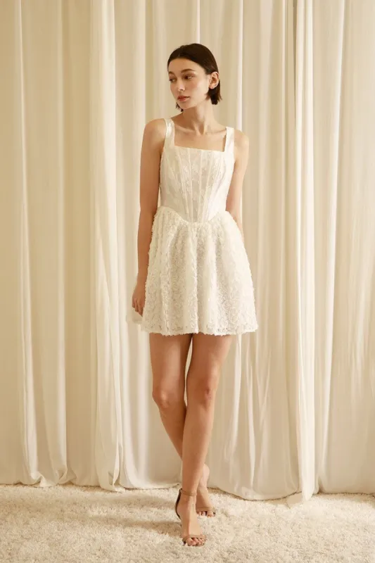 White Floral Monochromatic Floral Mini Dress sold by Pinkblush