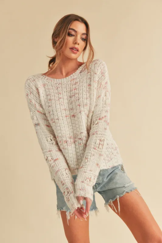 White Knit Multi Sweater sold by Pinkblush