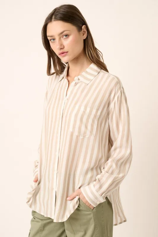 Sand Striped Button Down Shirt sold by Pinkblush