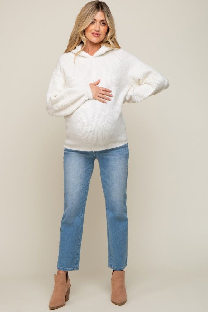 Ivory Hooded Maternity Sweater sold by Pinkblush product image thumbnail 5