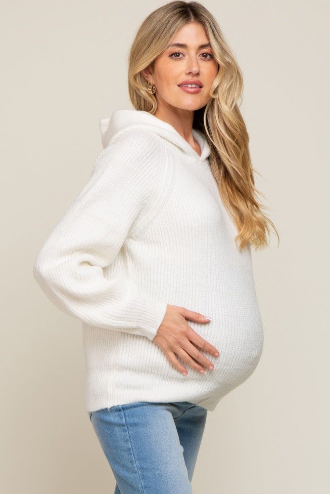 Ivory Hooded Maternity Sweater sold by Pinkblush product image thumbnail 2