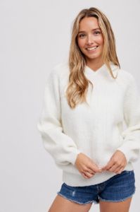 Ivory Hooded Maternity Sweater sold by Pinkblush