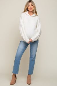 Ivory Hooded Maternity Sweater sold by Pinkblush