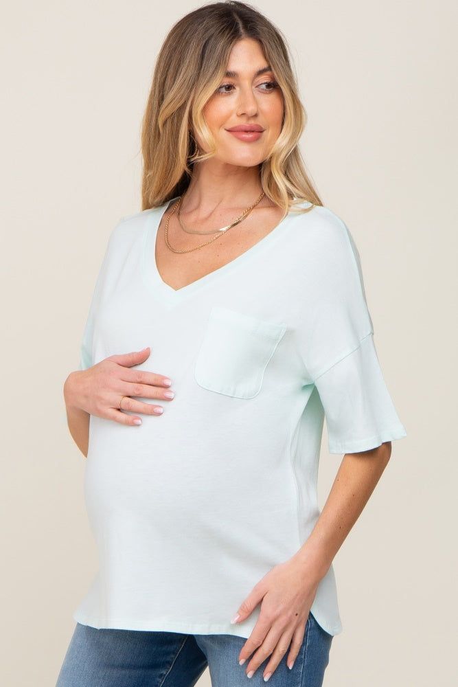 Mint Pocketed V-Neck Maternity Top sold by Pinkblush product image thumbnail 2