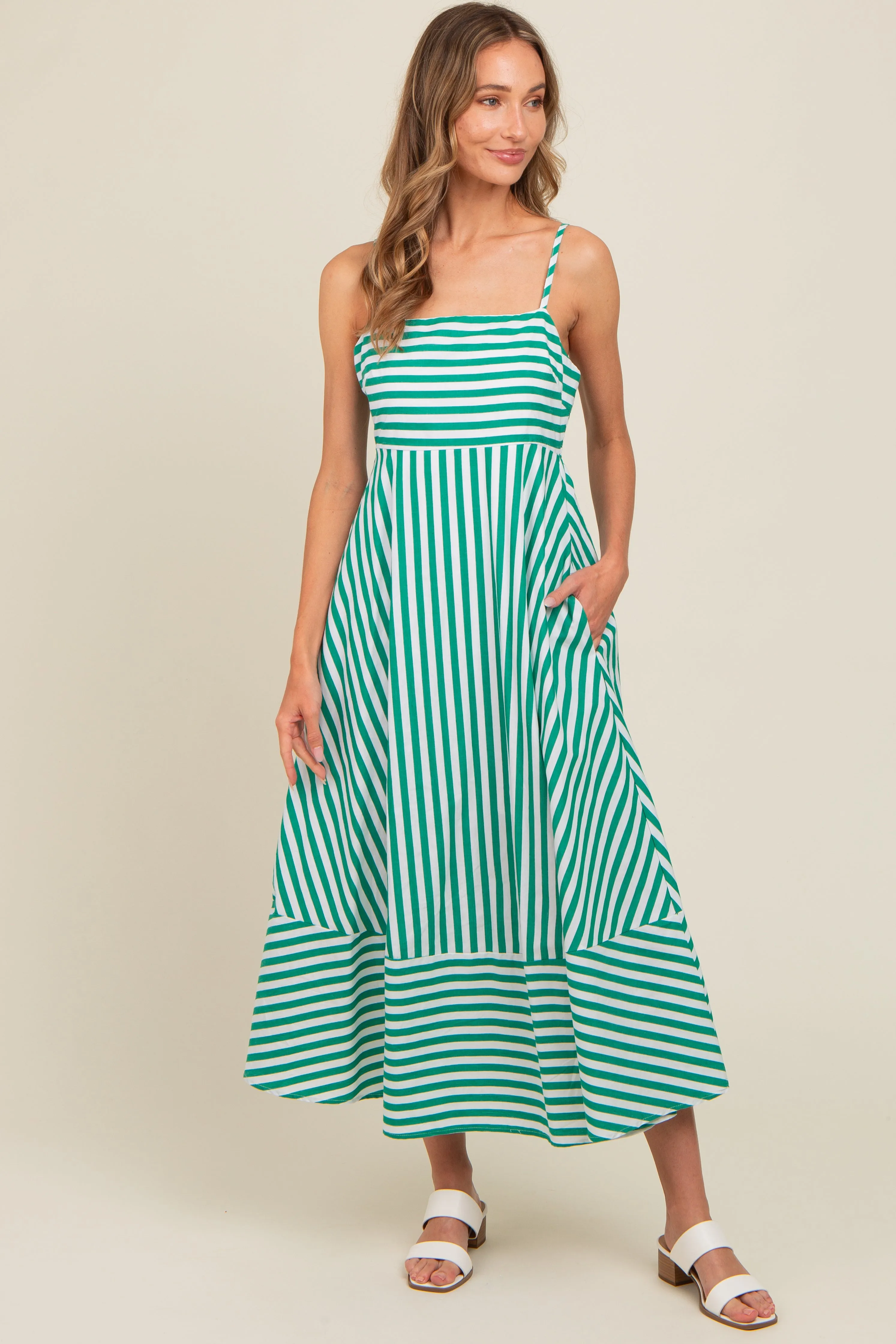 Green Contrast Stripe Midi Dress sold by Pinkblush product image thumbnail 2